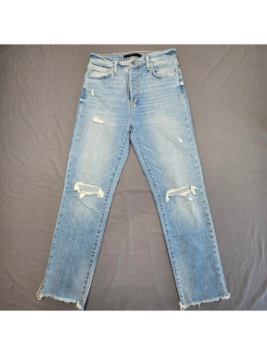 Joe's Denim - Joes 27 Button Fly High Rise Vintage Straight Jeans The Honor Distressed Raw Hem